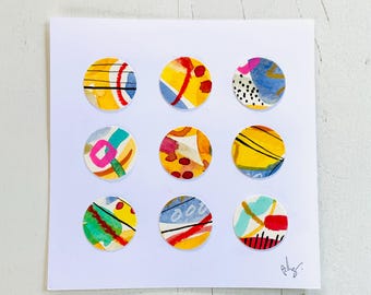 Abstract Colour Collage | Mini Art | Mixed Media | 5 x 5"