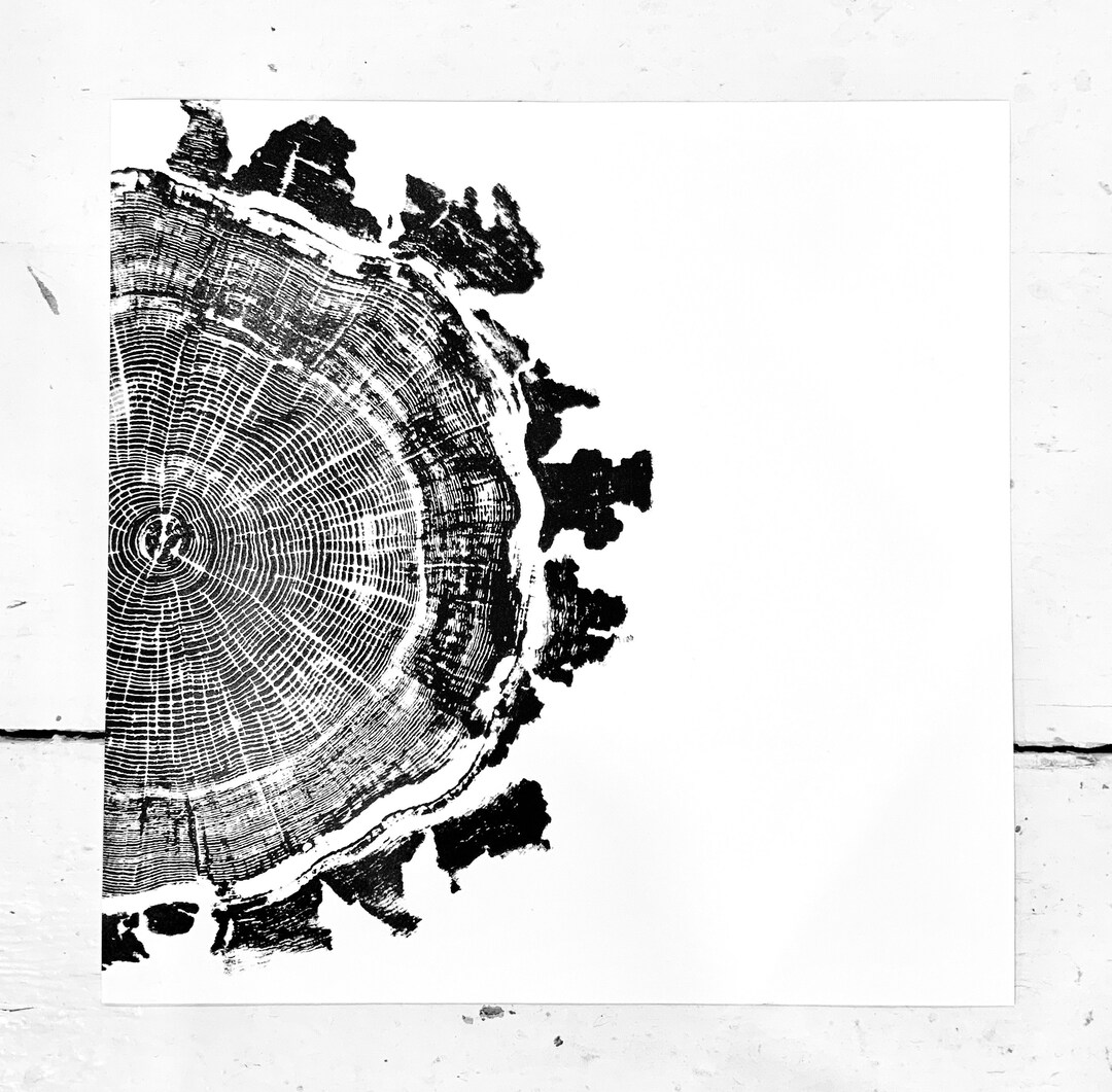 1/2 Oak Wood Print | Handprinted Tree Rings | Print With Script ...