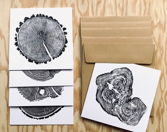 Blank Greeting Card Set C | Wood Print Cards | 5 x 5 cards