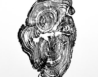 Cedar III Wood Print | Handprinted Tree Rings | Woodcut Print | Nature Art | Log Print | 12 x 12