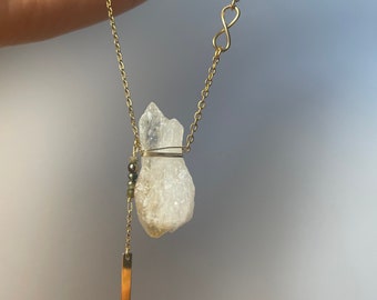 Collier avec citrine, pendentif, amulette, collier avec cristal, citrine, collier citrine, collier en or, collier ras du cou, collier en or