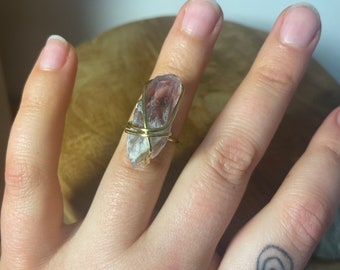 Ring with Amethyst, Gold ring,  Raw Amethyst ring, Amethyst crystal, boho ring, ring for woman, for her