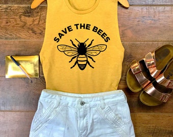 Bumble Bee - Save The Bees Festival Tank - Vegan Clothing - Honey Bee - Save The Bees - Vegan Shirt - Environment T Shirt - Tumblr Shirt