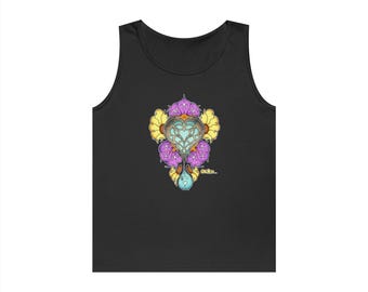 One Moon Collective Heartart Tank Top | Unisex Heavy Cotton, Summer Apparel, Nauticalfunk , Casual Wear, Yoga & Festival Tanks