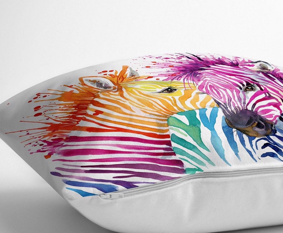 Rainbow / Colourful Zebra Print Cushion Cover Etsy UK