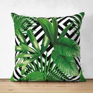 Green Palm Tree Botanical / Tropical / Leaf cushion Cover