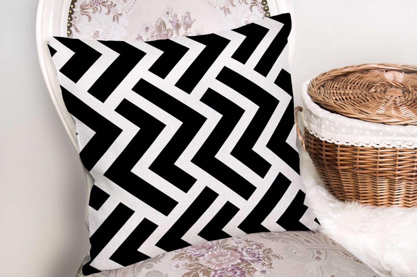 Black and White Zigzag Cushion Cover Etsy UK