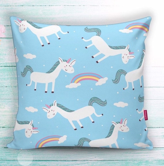 Multi Colour Unicorn Rainbow Kids Bedroom Cushion Cover