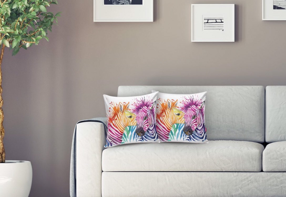 Rainbow / Colourful Zebra Print Cushion Cover Etsy UK