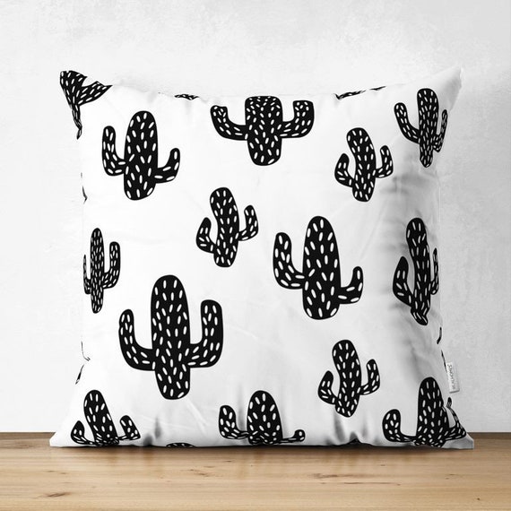 Black and white cactus pillow hotsell