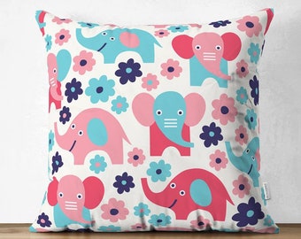 CLEARANCE Multi Colour Elephant / Kids Bedroom Cushion Cover