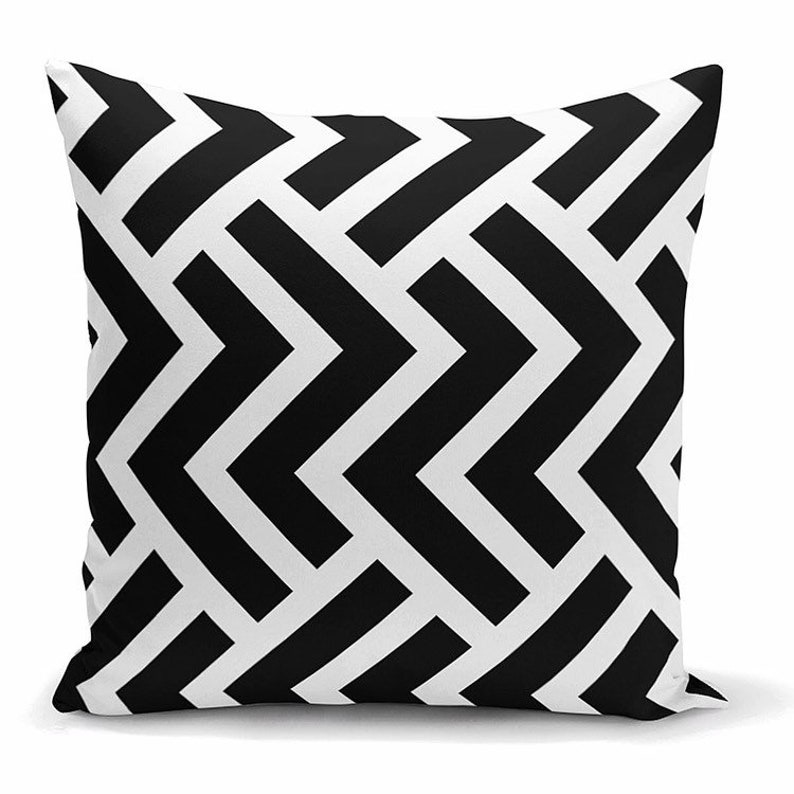 Black and White Zigzag Cushion Cover Etsy UK