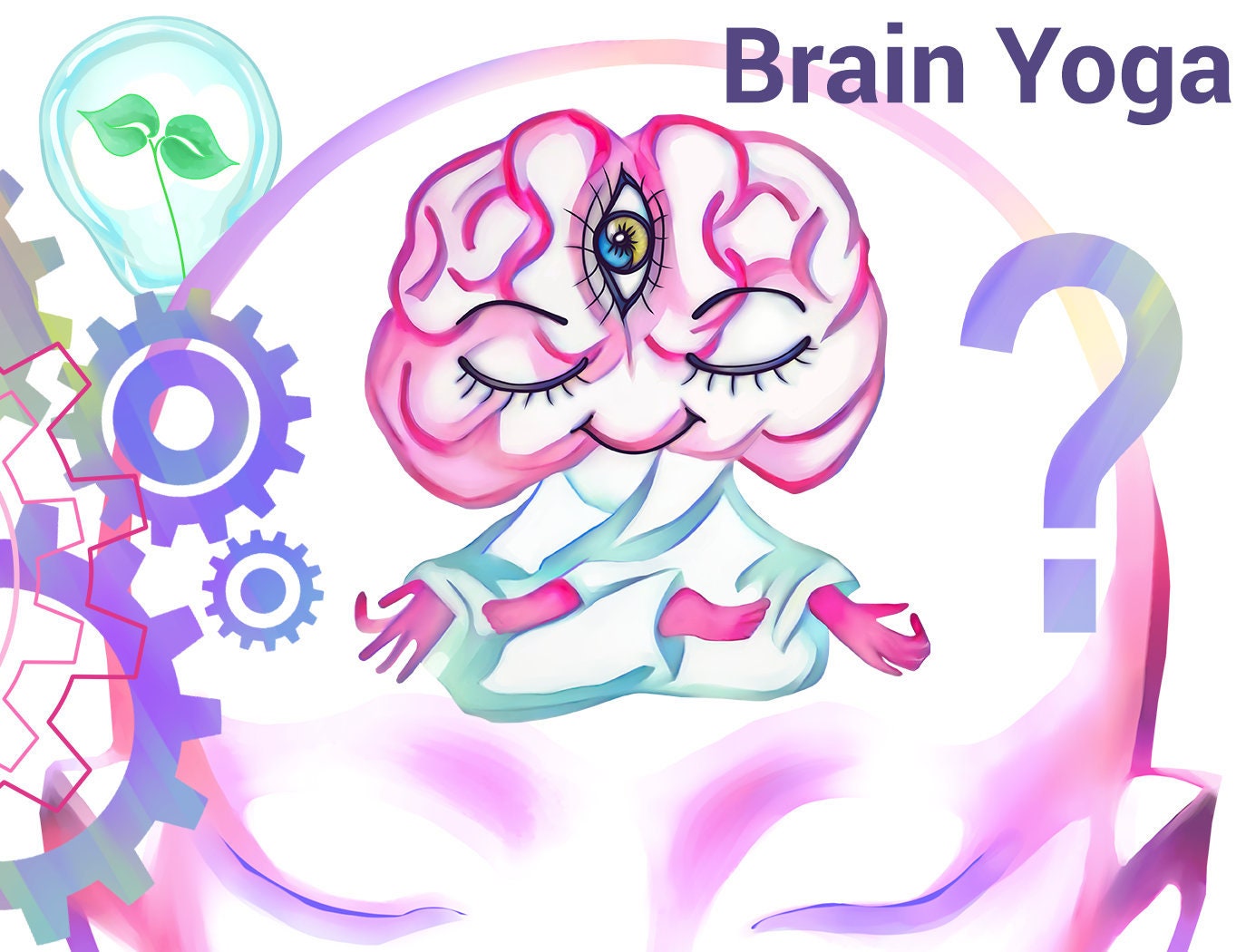 Little brain. Brain Yoga. Happy Brain. Cute Brain. Happy Brain для вставки.