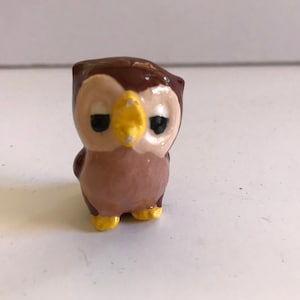 Mini Ceramic Cartoon Owl Figurine // Tiny Owl Figurine // Cartoon Owl Figurine // Ceramic Owl // Cartoon Owl // Small Owl Figure