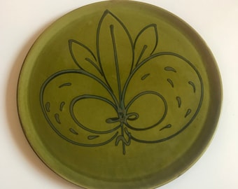 Vintage Illums Bolighus Proveucial Platter / Green Ceramic Plate / Vintage Serving Dish / Retro Kitchen / Denmark Ceramics / Midcentury