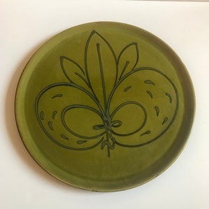Vintage Illums Bolighus Proveucial Platter / Green Ceramic Plate / Vintage Serving Dish / Retro Kitchen / Denmark Ceramics / Midcentury