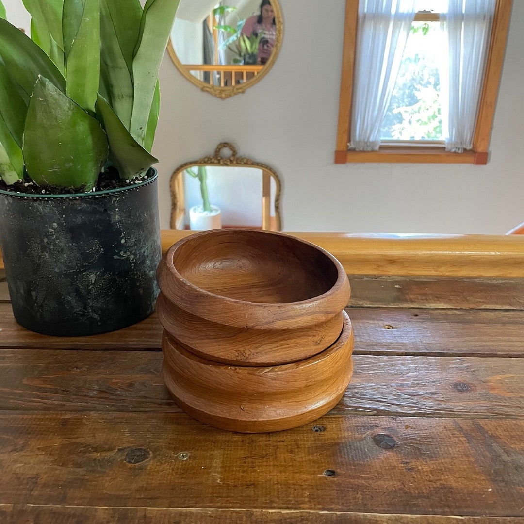 Set of Two Vintage Teak Salad Bowls by Compass Industries Made Etsy