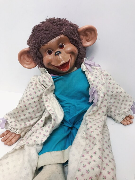 vintage stuffed monkey with rubber face