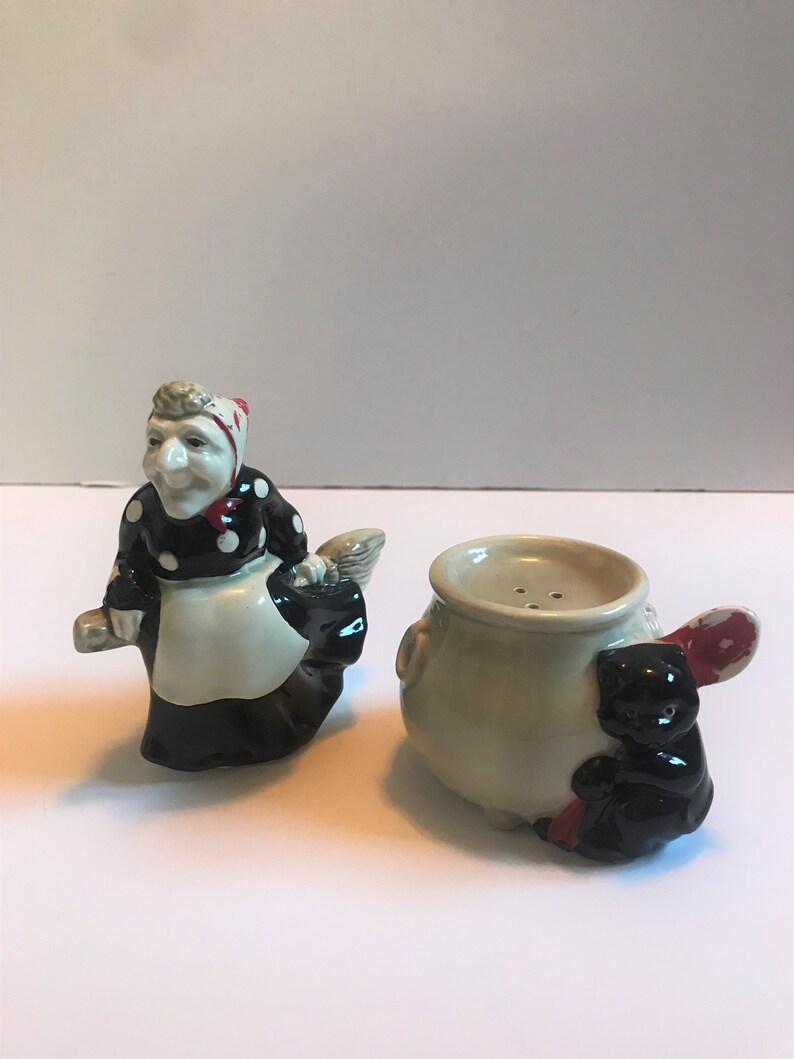 Fitz and Floyd Polka Dot Witch Salt and Pepper Shakers / Etsy