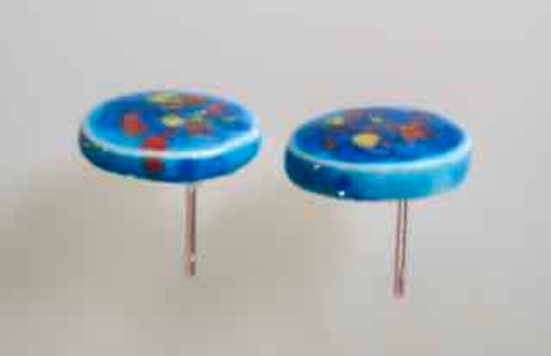 Gift for Her Yellow Earrings Minimalist Earrings Confetti Earrings Gift for Mom Handmade Red Earrings Blue Earrings Ceramic Earrings