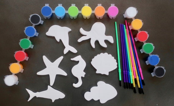 Diy Ceramic Sea Creatures 10 Magnets Ornaments Hole Added Etsy