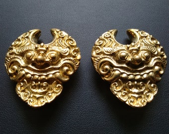 Barong Bagus Messingsättel – 16 mm – Ohrstöpsel – Ohr-Expander – Körpermodifikation – Körperschmuck – balinesische Mythologie – König der Geister – Ohrdehner