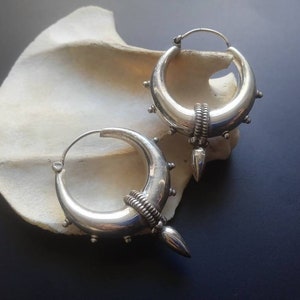 Tribal Ethnic Hoop Earrings in 925 Silver- Boho Jewelry- Silvermith- Rajasthani Earrings- Tribal Fusion- Goddess Jewelry- New Collection
