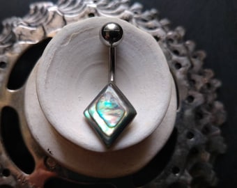 Abalone Shell Navel Piercing- Boho Jewelry- Sea Shell Belly Piercing- Organic Jewelry- Navel Bar- Belly Ring- Body Jewelry- New Collection