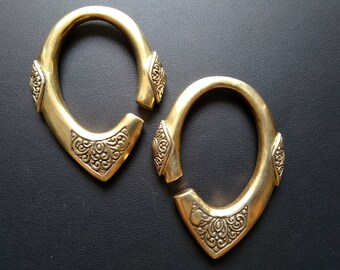 Indra Brass Ear Weight- 10-12mm- Body Modification- Ear Expander- Stretch Piercing- Tribal Ear Weight- Ear Plugs- Dilated Ears- Body Jewelry