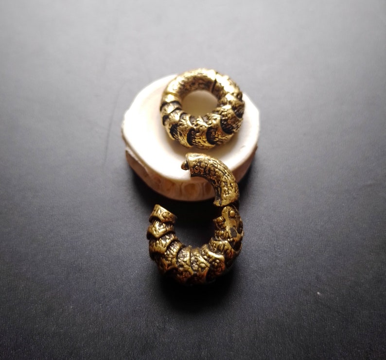 Croco Scale Brass Ear Weights- 4mm- 6ga- Ear Expanders- Unisex- Stretch ...