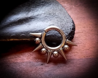 Spike 316l Septum Clicker Ring Piercing- 2mmx8mm- Punk Style- Unisex- Cartilage- Neotribal- Alt Jewelry- Septum Jewelry- New Collection