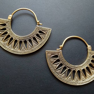 Brass Ethnic Tribal Hoop Earrings- Boho Earrings- Goddess Jewelry- Tribal Ornaments- Ethnic Inspiration- Brass Jewelry- Chic- New Collection