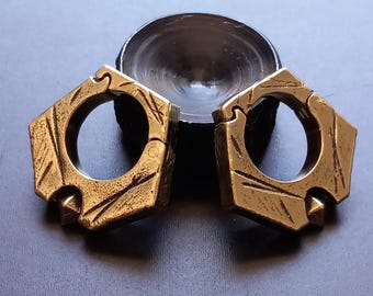 Industrial Brass Ear Weights- 6mm- 2ga- Body Modification- Alt Jewelry- Ornamental- Slow Fashion- Underground Style- Stretch Ears- One Piece