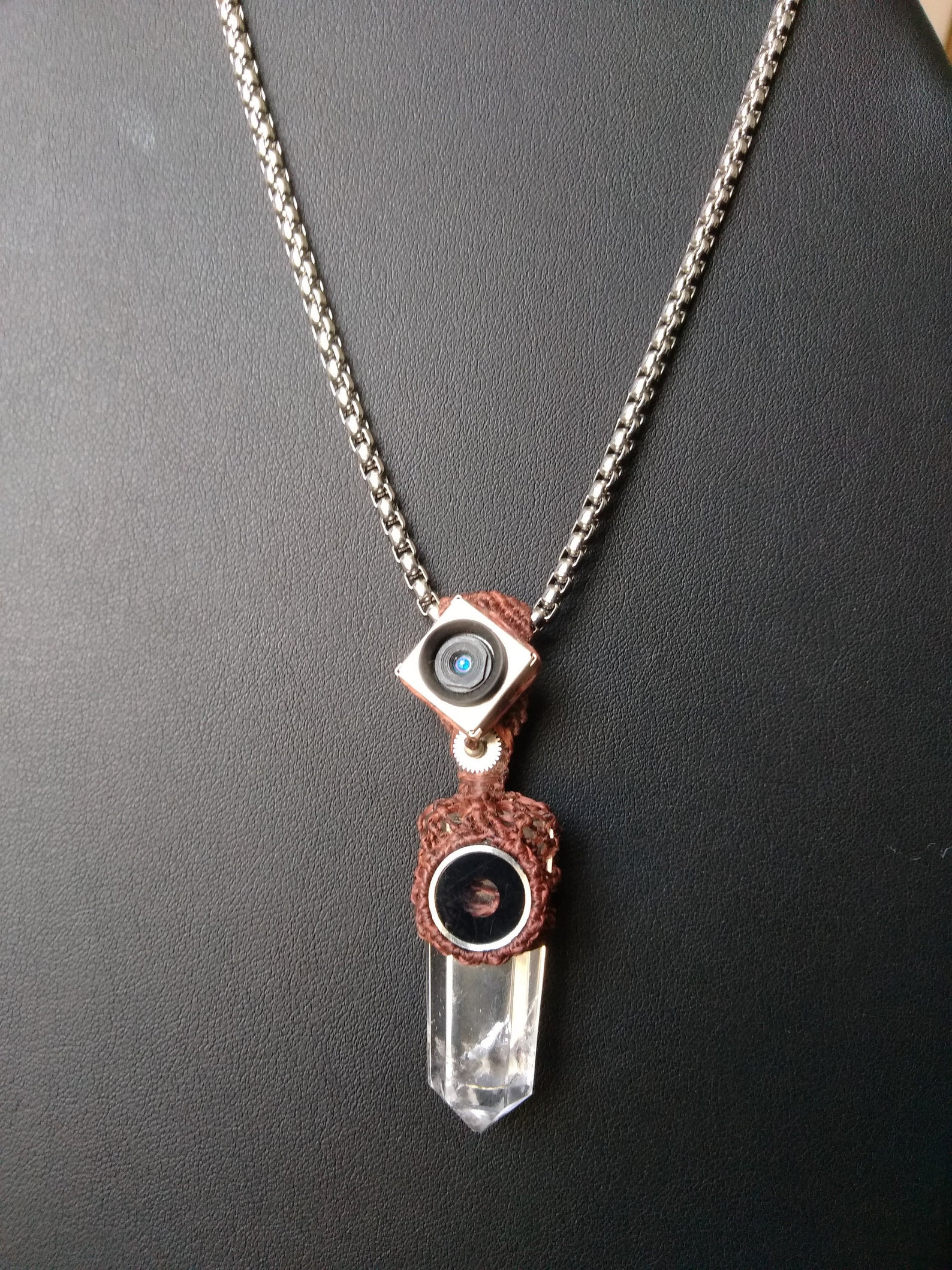 Spy Camera Necklace Crystal Quartz Chain Necklace Micro | Etsy