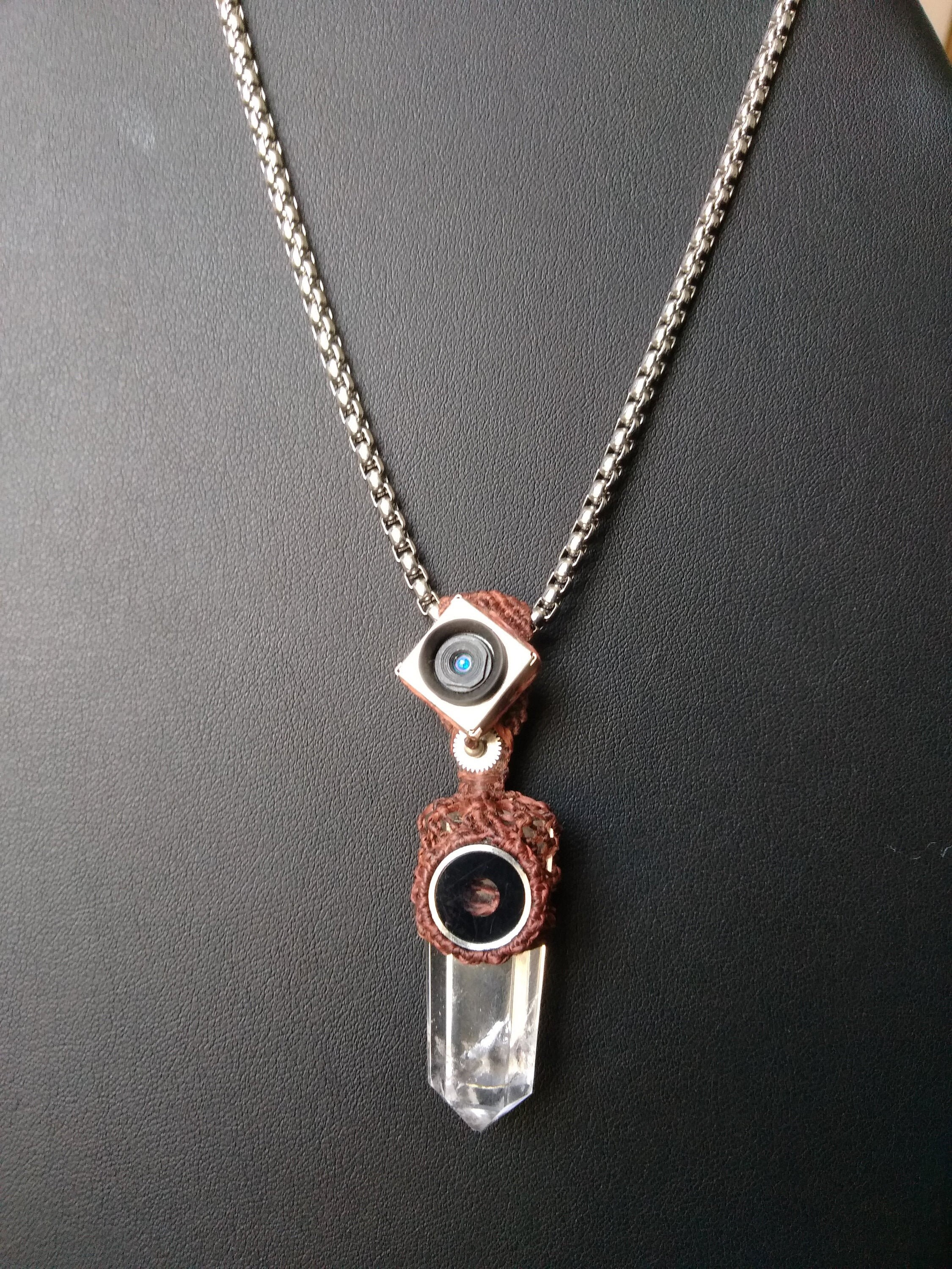 Spy Camera Necklace Crystal Quartz Chain Necklace Micro Etsy