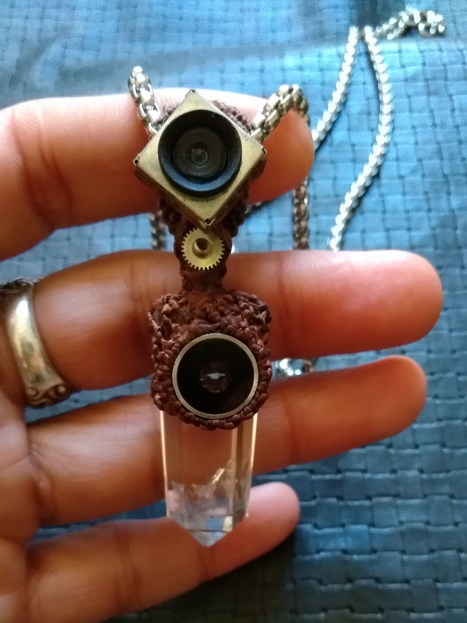 Spy Camera Necklace Crystal Quartz Chain Necklace Micro Etsy
