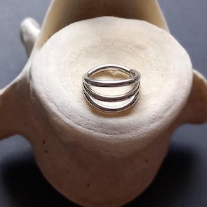 Minimalist Triple Ring with 316l Steel Septun Clicker Piercing- 1.2mmx8mm- 0ga- Industrial- Helix- Cartilage- Septum Jewelry- New Collection