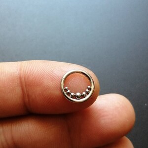 Goddess 316l Steel Septum Clicker Ring Piercing- 1.2mmx8mm-  Boho Jewelry- Dots Pattern- Cartilage- Helix- Septum Jewelry- New Collection