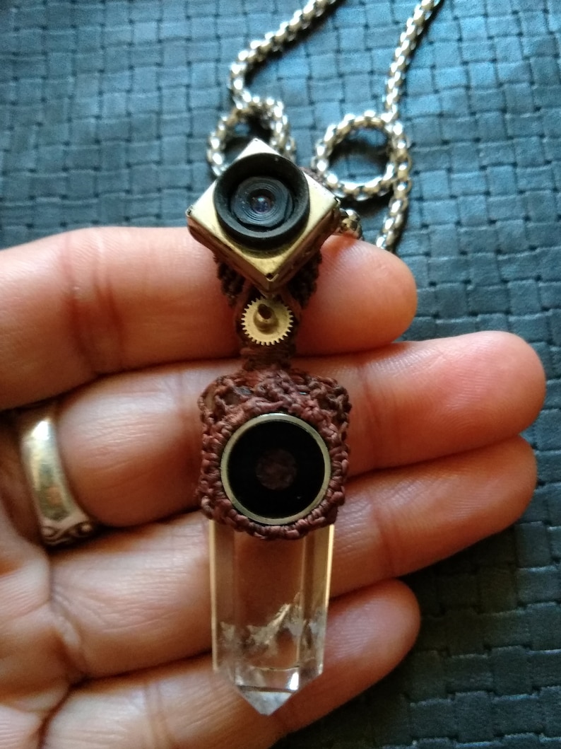Spy Camera Necklace Crystal Quartz Chain Necklace Micro Etsy