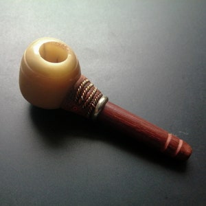 Tagua Nut Pipe- Sono Wood- Organic Jewelry- Handmade- Tribal Jewels- Ritual Ceremony- Shamanic Jewelry- Collector- Neotribal-New Collection