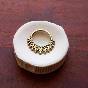 Goddess Brass Septum Ring Piercing- 1.2mmx8mm- Boho Jewelry- Cartilage- Helix- Tragus- Gypsy Style- Tribal Fusion- New Collection