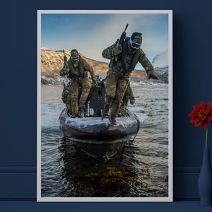 Royal Marines Beach Landing Photo Print: Military Wall Art