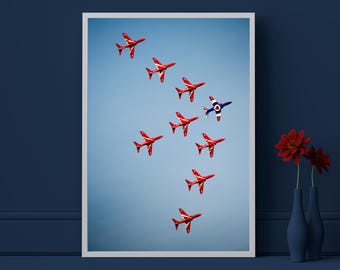 RAF Red Arrows in Formation | Photo Print | Military | Aircraft | Royal Air Force | Wall Art | Decor | Print | Jets | Aviation | Photography