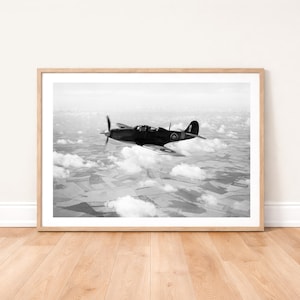 RAF Bell P-39 Airacobra in Flight Photo Print: Military Aviation Photography Wall Art