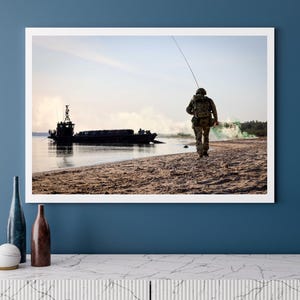 Royal Marines Beach Landing Photo Print: Military Wall Art
