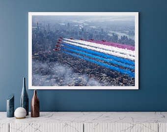 RAF Red Arrows over New York USA | Photo Print | Military | Aircraft | Royal Air Force | Wall Art | Decor | Aviation | Photography | Jets