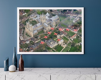 RAF Red Arrows over Lincoln Cathedral | Photo Print | Military | Aircraft | Royal Air Force | Wall Art | Home Decor | Jets | Aviation | UK