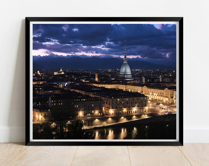 Turin Italy skyline after sunset Limited edition print | photography | fine art | wall art | exclusive print | posters | Photos | ITA