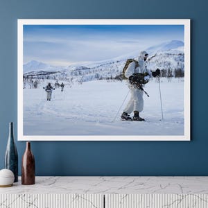 Royal Marines Skiing Print: Arctic Warfare, Military Wall Art