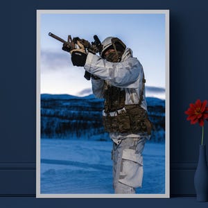 Royal Marine Commando in Norway Photo Print: Military Wall Art